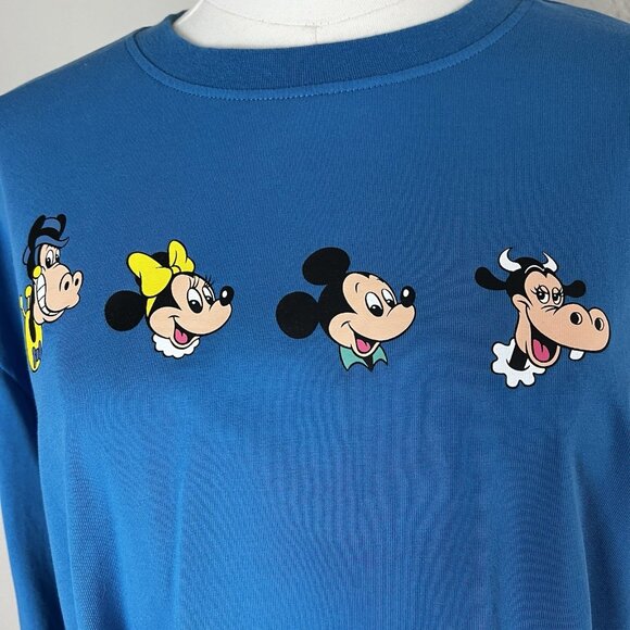 Disney Mickey Friends Blue Long Sleeve Shirt Size Large Minnie Horace Clarabelle - Picture 2 of 11